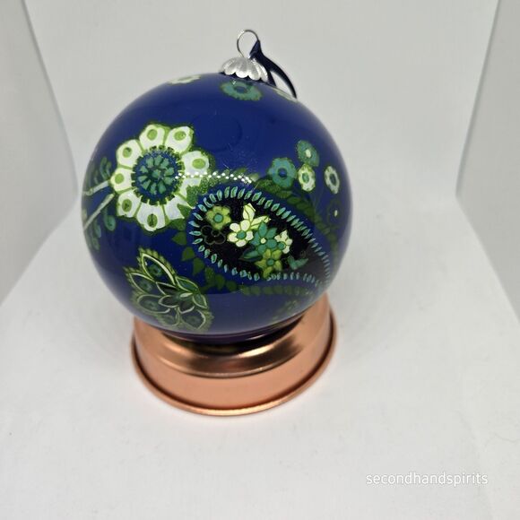 Vera Bradley 2011 Rhythm And Blues Glass Ball Ornament Christmas W Box - Picture 5 of 7